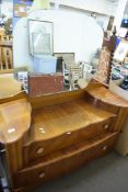 RETRO DROP CENTRE WALNUT VENEERED DRESSING CHEST WITH MIRRORED BACK, 120CM WIDE