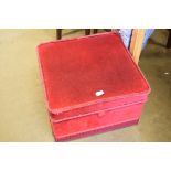 RED UPHOLSTERED STORAGE FOOTSTOOL