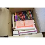 BOX OF MIXED BOOKS, DICTIONARIES, ANTIQUES INTEREST ETC