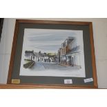 DOROTHY BRUCE, WEST KILBRIDE VILLAGE, COLOURED PRINT, F/G, 44CM WIDE