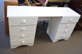 WHITE FINISH TWIN PEDESTAL EIGHT DRAWER DRESSING TABLE, 139CM WIDE