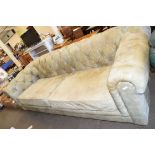 LARGE RETRO CHESTERFIELD STYLE BUTTONED LEATHER SOFA, APPROX 250CM LONG