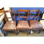 SET OF THREE LATE VICTORIAN MAHOGANY FRAMED DINING CHAIRS