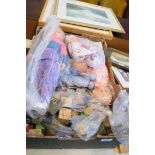 BOX CONTAINING VINTAGE DOLLS, CHILD'S BUILDING BLOCKS ETC