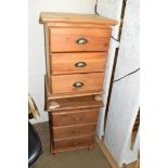 TWO PINE THREE DRAWER BEDSIDE CABINETS