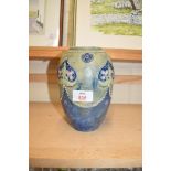 ROYAL DOULTON STONEWARE VASE DECORATED WITH TUBE LINED AND BEADED FLORAL DETAIL