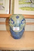 ROYAL DOULTON STONEWARE VASE DECORATED WITH TUBE LINED AND BEADED FLORAL DETAIL