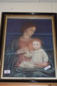 COLOURED RELIGIOUS PRINT 'MARY AND THE BABY JESUS', F/G, 53CM HIGH