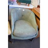 RETRO GREEN UPHOLSTERED TUB CHAIR