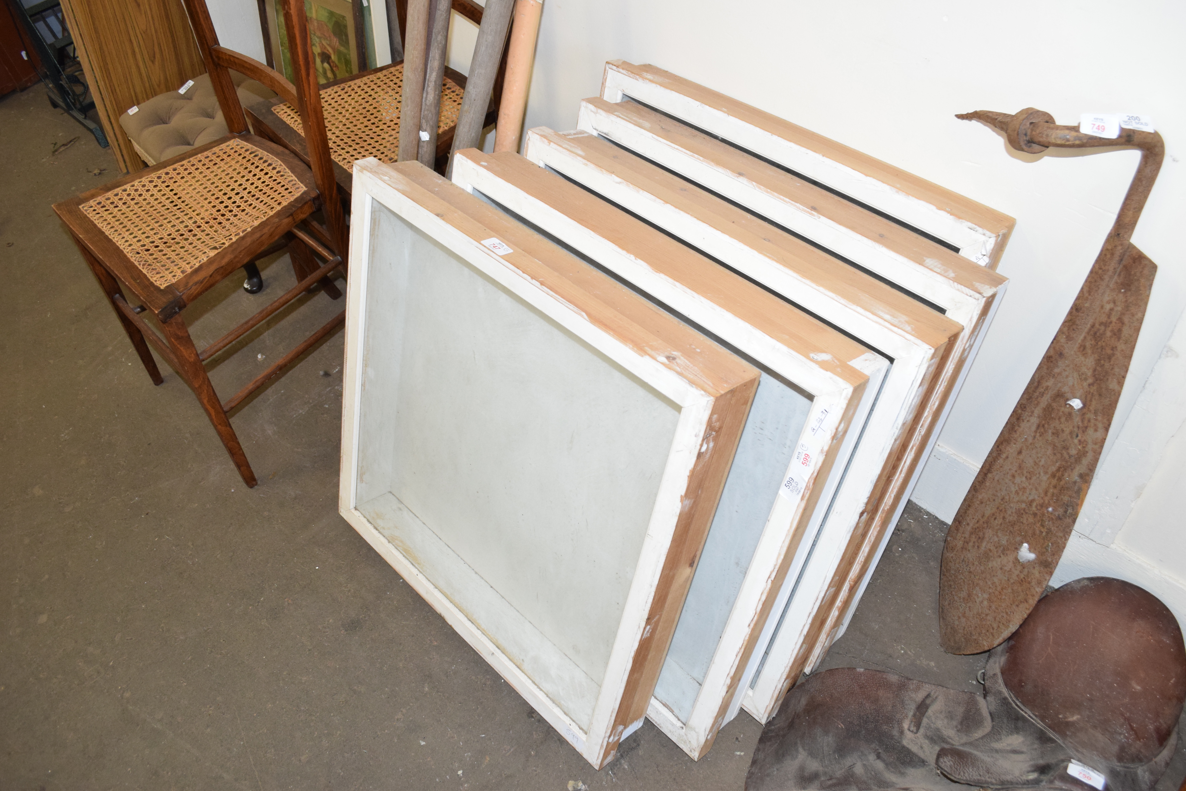 FIVE PINE FRAMED TABLE TOP DISPLAY CABINETS