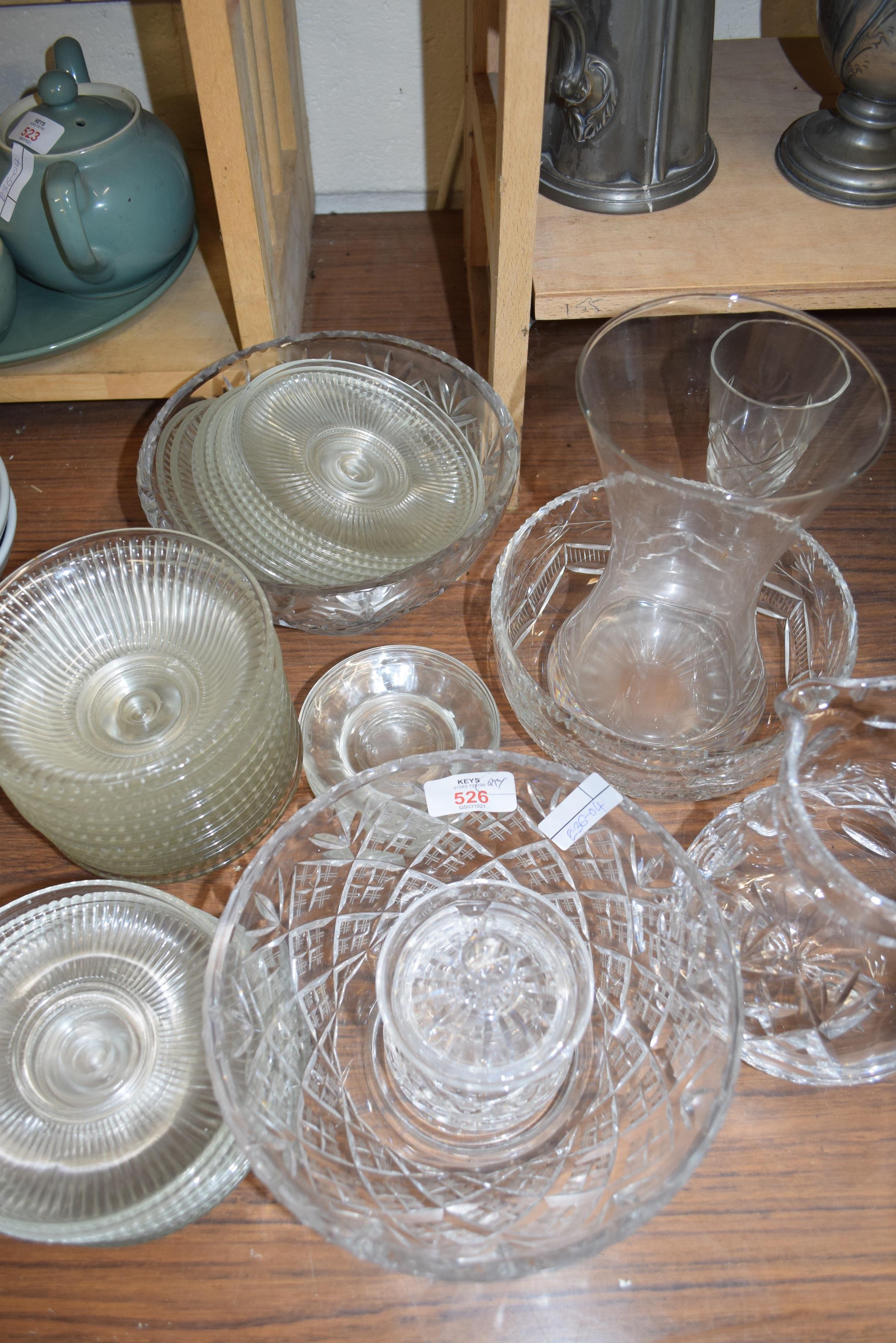 MIXED LOT OF CLEAR GLASS BOWLS, VASES ETC