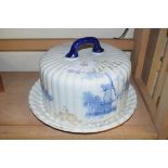 BLUE AND WHITE CHEESE DOME DECORATED WITH WINDMILLS