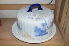 BLUE AND WHITE CHEESE DOME DECORATED WITH WINDMILLS