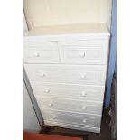 ALSTONS WHITE SIX DRAWER CHEST, 126CM HIGH