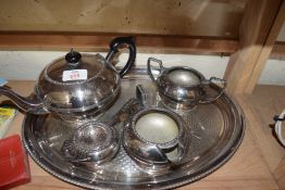SILVER PLATED TEA SET AND ACCOMPANYING TRAY