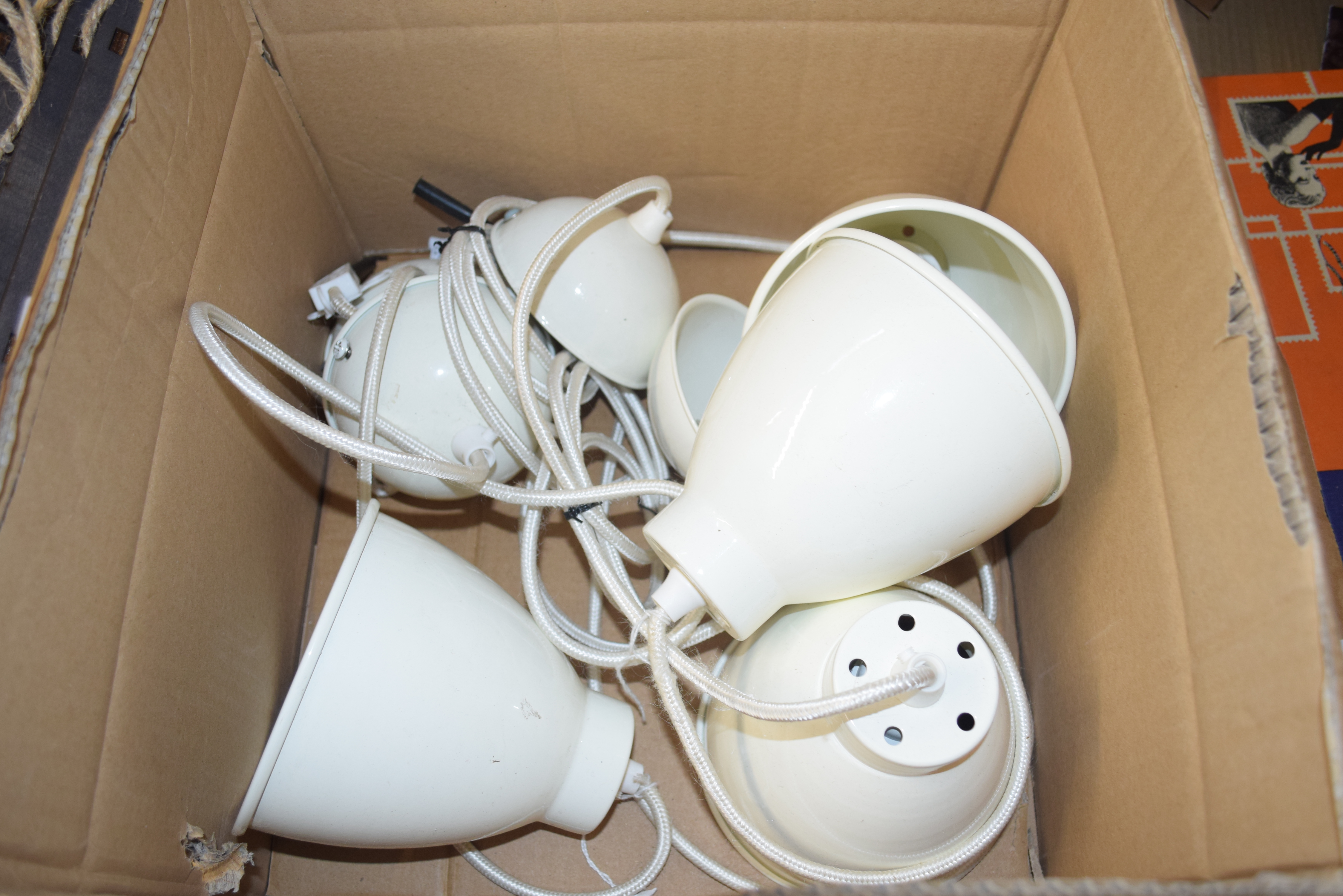 BOX OF PENDANT LIGHT FITTINGS