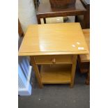 MODERN LIGHT OAK SIDE TABLE WITH SINGLE DRAWER, 50CM WIDE