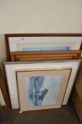 MIXED LOT OF FOUR COLOURED PRINTS TO INCLUDE SIGNED PRINT OF DAVID GOWER, ALL F/G, VARIOUS SIZES (
