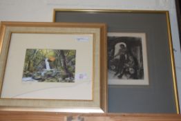 STUDY OF DOLGOCH FALLS, WATERCOLOUR, SIGNED 'GRAMMOT', DATED 2005, TOGETHER WITH A FRAMED