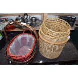 FIVE MIXED WICKER BASKETS