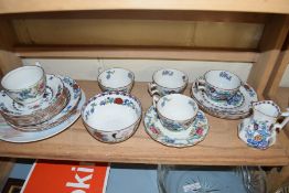 QTY OF BOOTHS 'THE POMPADOOR' TEA WARES, TOGETHER WITH A FURTHER DECORATED WALL PLATE
