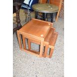 NEST OF THREE TEAK TABLES, 50CM WIDE