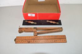 THREE VINTAGE FOLDING WOODEN RULERS