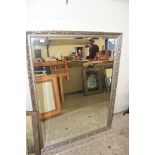 MODERN LARGE BEVELLED WALL MIRROR IN SILVERED FINISH FRAME, 133CM HIGH