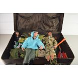 CASE CONTAINING VINTAGE ACTION MEN TO INCLUDE ONE WITH HAIR, TOGETHER WITH VARIOUS ACCESSORIES AND