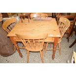 MODERN PINE KITCHEN TABLE AND FOUR CHAIRS, TABLE 92CM WIDE