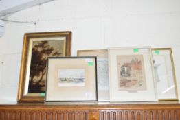 MIXED LOT COMPRISING A FRAMED MAP OF NORFOLK, COLOURED ENGRAVING 'CAISTER FROM THE BEACH',