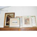 MIXED LOT COMPRISING A FRAMED MAP OF NORFOLK, COLOURED ENGRAVING 'CAISTER FROM THE BEACH',