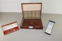 MISS LONDON EXECUTIVE GOLD PLATED PEN AND KEYRING, A BURBERRY STYLE OVERSIZED PURSE AND SNOOPY