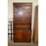 MAHOGANY LOUNGE DISPLAY CABINET WITH GLAZED TOP SECTION AND BASE WITH DRAWERS AND DOORS, 202CM HIGH