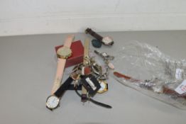 MIXED LOT OF WRIST WATCHES, COSTUME JEWELLERY ETC
