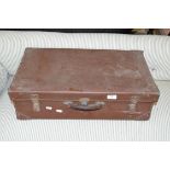 VINTAGE BROWN SUITCASE, 62CM WIDE