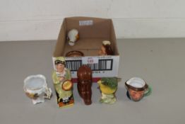 BOX OF VARIOUS SMALL CERAMICS TO INCLUDE A KEVIN FRANCIS CLARICE CLIFF PROMOTIONAL RELEASE NOVELTY