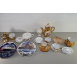 QTY OF GOLD LUSTRE COFFEE WARES, VARIOUS SMALL WEDGWOOD PIN DISHES ETC