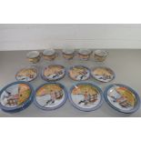 QTY OF JAPANESE LUSTRE FINISH TEA CUPS AND SAUCERS AND PLATES