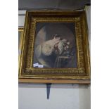 STUDY OF A SLEEPING LADY SET INTO A HEAVY GILT FOLIATE MOULDED FRAME, 58CM HIGH