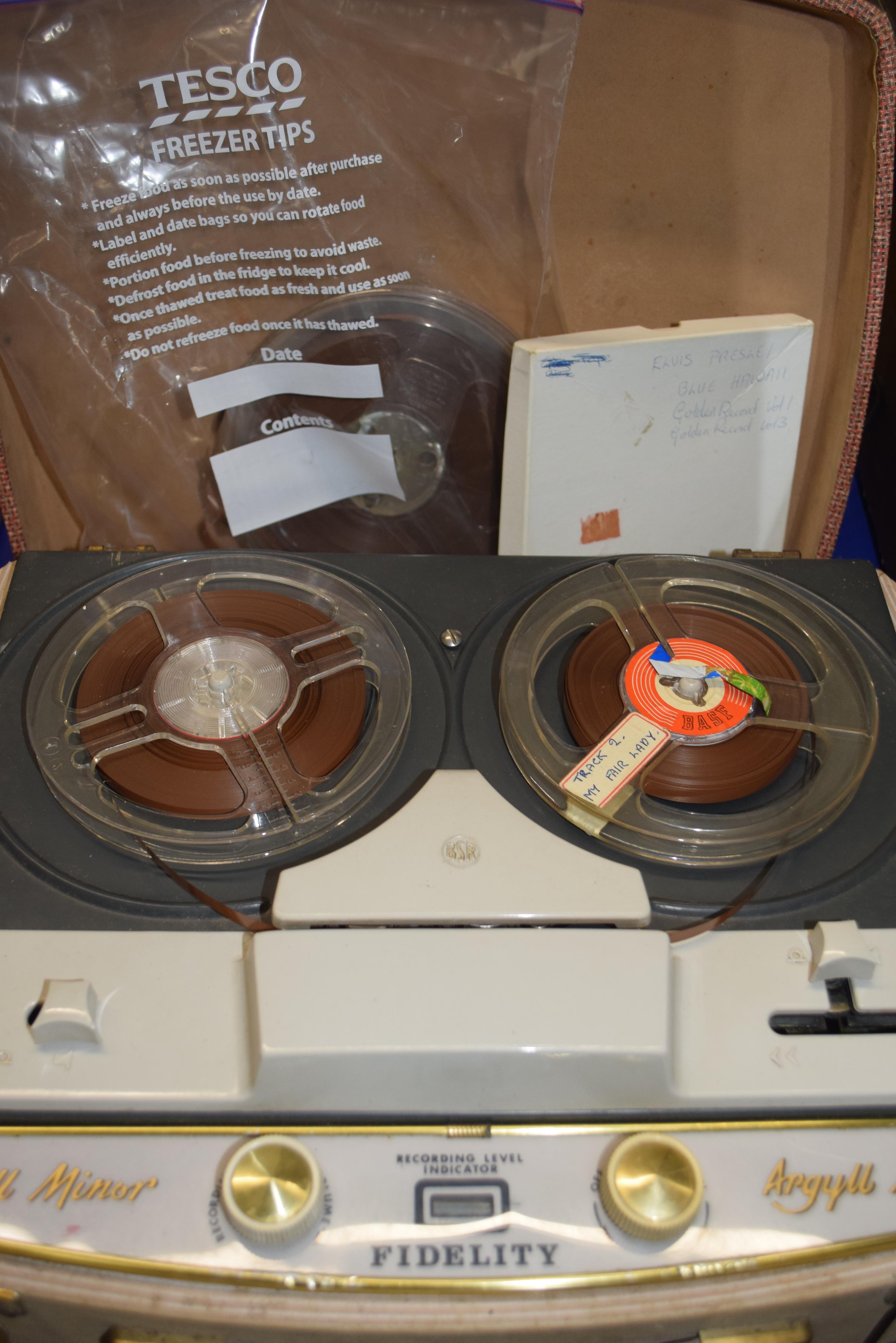 FIDELITY ARGYLE MINOR REEL TO REEL TAPE PLAYER AND TAPES