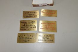 SMALL BRASS PLAQUES FOR NORFOLK COLLECTORS CAR RALLY AND OTHERS