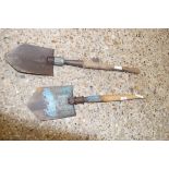 TWO FOLDING TRENCHING SPADES