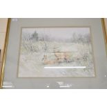 JASON PARTNER, ROE DEER AT THETFORD, WATERCOLOUR, F/G, 72CM WIDE TOGETHER WITH TWO FURTHER