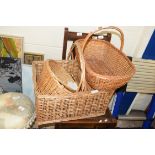 THREE WICKER BASKETS, LARGEST 50CM WIDE