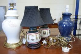 FOUR MODERN CERAMIC BASED TABLE LAMPS