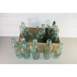 BOX OF MIXED CODD AND OTHER BOTTLES OF LOCAL INTEREST TO INCLUDE WELLS, KINGS LYNN, EAST DEREHAM,