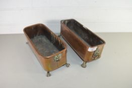 TWO SMALL COPPER RECTANGULAR PLANTERS