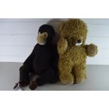 VINTAGE MERRYTHOUGHT TOY MONKEY AND A VINTAGE TEDDY