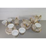LINGARD LUSTRE FINISH HEART SHAPED TEA SET DECORATED WITH A CRINOLINE LADY, TOGETHER WITH SIMILAR